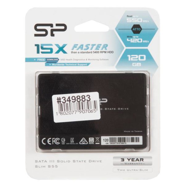 SP120GBSS3S55S25 жесткий диск SSD 120Gb, SATA III, 2.5", Silicon Power Slim S55