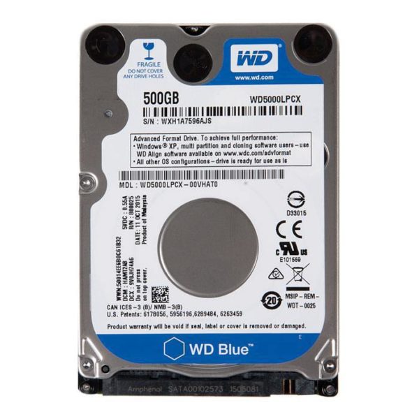 WD5000LPCX жесткий диск 500 Гб Western Digital WD Blue, 2,5", 5400 Об/мин, SATA III