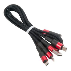 6957531080275 кабель USB x26 Xpress one pull three 3 в 1, Lightning+Micro+Type-C, черно-красный