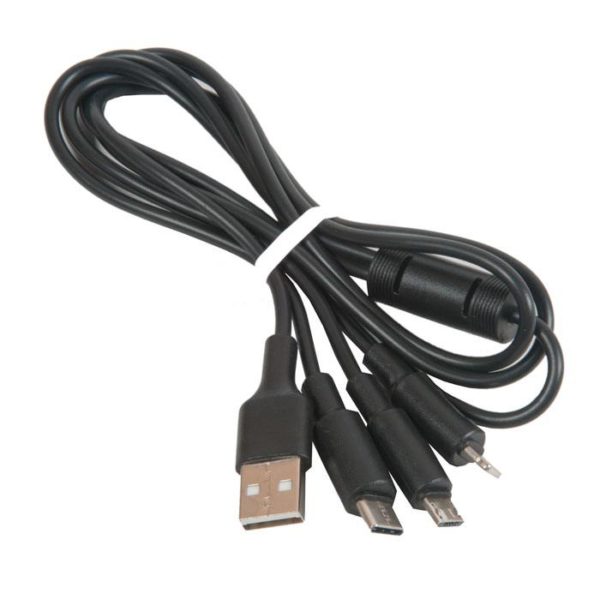 6957531080169 кабель USB   x25 Soarer one pull three 3 в 1, Lightning+Micro USB+Type-C, черный