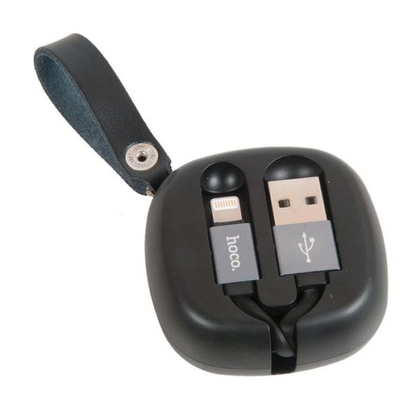 6957531071426 кабель USB  u33 Retractable с катушкой Lightning, черный