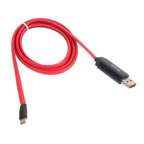 6957531062974 кабель  u29 LED displayed timing micro charging cable, красный