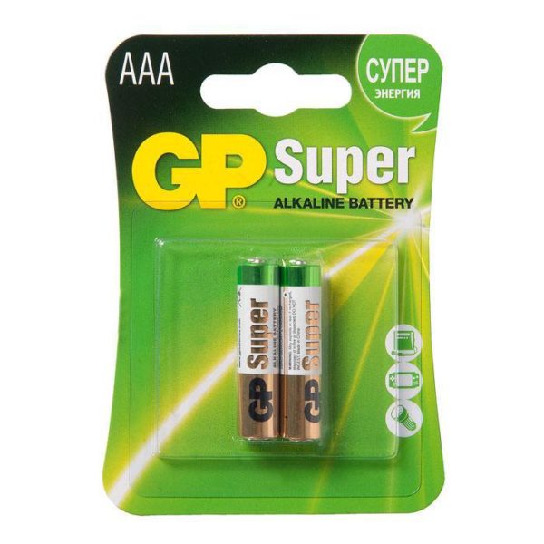 24A-BC2 БАТАРЕЙКА GP SUPER ALKALINE 1.5V, МИЗИНЧИКОВЫЕ AAA LR03, 2 ШТ