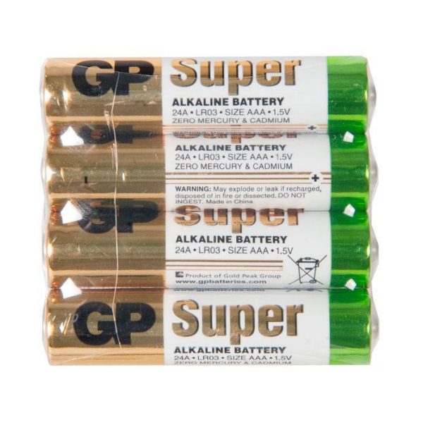 24ARS-2SB4 БАТАРЕЙКА GP SUPER ALKALINE 1.5V, МИЗИНЧИКОВЫЕ AAA LR03, 4 ШТ