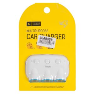 6957531033431 АВТОМОБИЛЬНОЕ ЗАРЯДНОЕ УСТРОЙСТВО 3 В 1 HOCO C1, БЕЛЫЙ